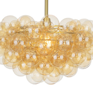 Bubbles 27" One Light Chandelier, Natural Brass / Amber Glass