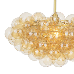 Bubbles 27" One Light Chandelier, Natural Brass / Amber Glass