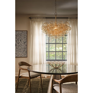 Bubbles 27" One Light Chandelier, Natural Brass / Amber Glass