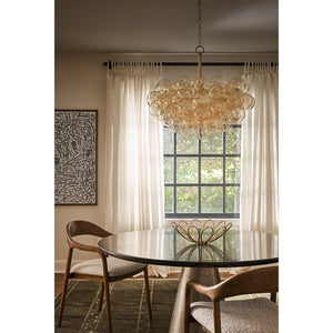 Bubbles 27" One Light Chandelier, Natural Brass / Amber Glass
