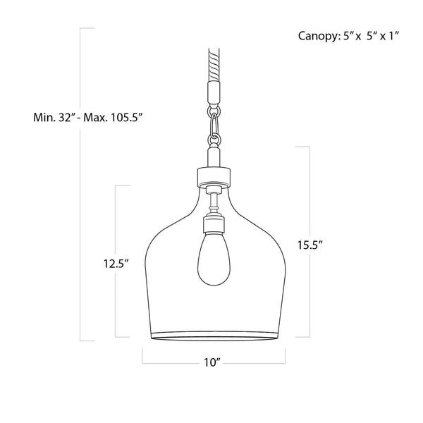 Demi John 10" One Light Small Pendant, Clear