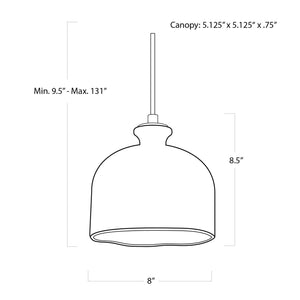 Bianca Ceramic 8" One Light Pendant, White