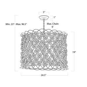 Alice Porcelain Flower 24" Four Lights Chandelier, Gold Leaf