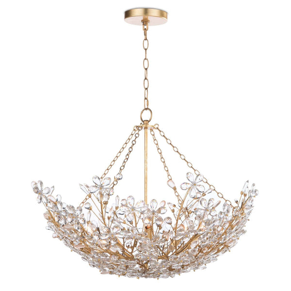Cheshire Basin 27" Six Lights Chandelier, Gold Leaf