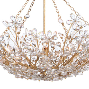 Cheshire Basin 27" Six Lights Chandelier, Gold Leaf