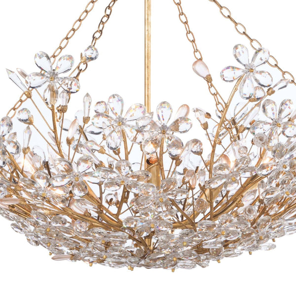 Cheshire Basin 27" Six Lights Chandelier, Gold Leaf
