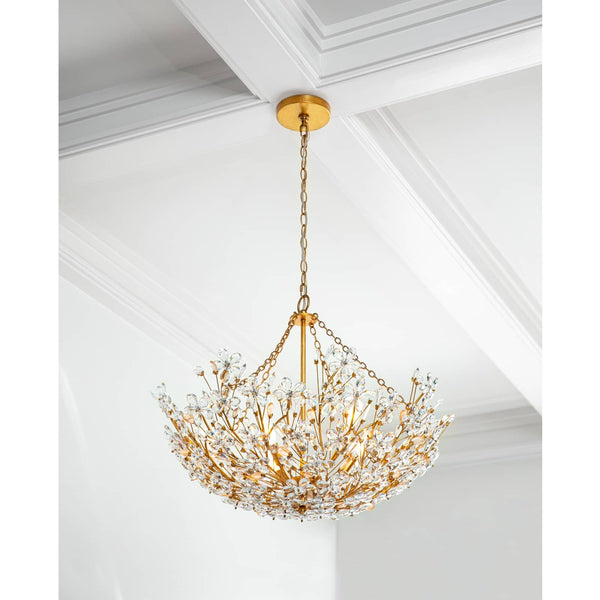 Cheshire Basin 27" Six Lights Chandelier, Gold Leaf