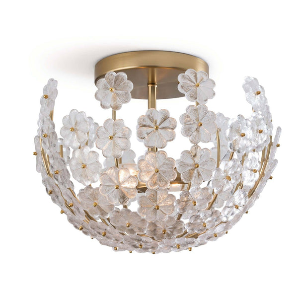 Charlotte 15" Two Lights Semi Flush Mount, Natural Brass