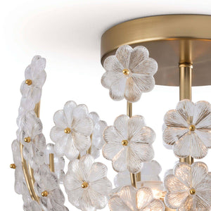 Charlotte 15" Two Lights Semi Flush Mount, Natural Brass