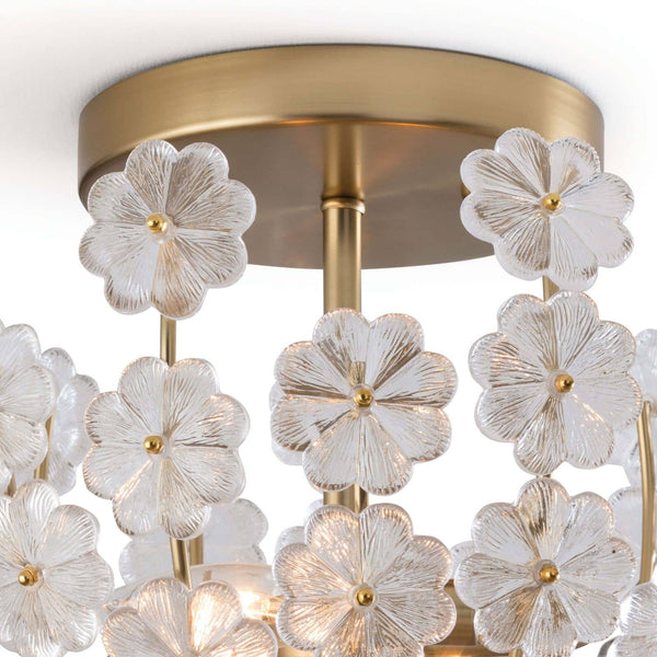 Charlotte 15" Two Lights Semi Flush Mount, Natural Brass