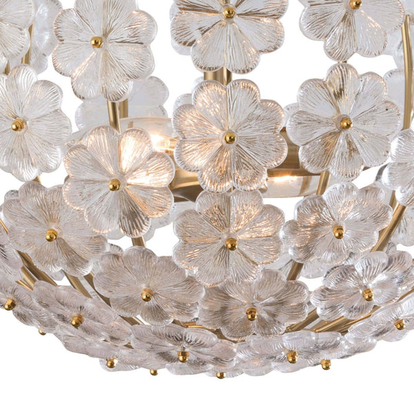 Charlotte 15" Two Lights Semi Flush Mount, Natural Brass
