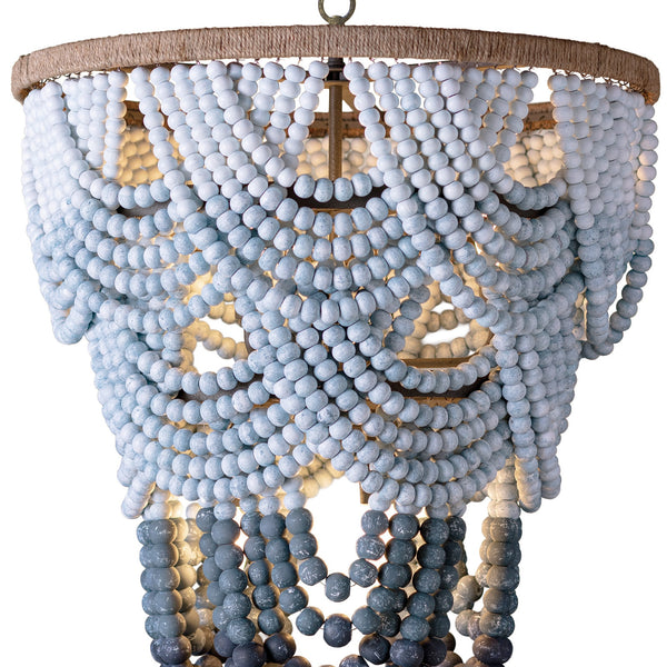 Ombre Wood Bead 24" Six Lights Chandelier, Blue
