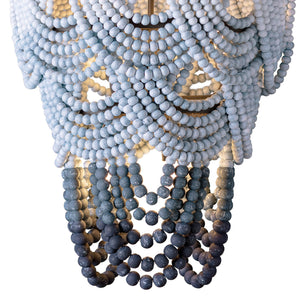 Ombre Wood Bead 24" Six Lights Chandelier, Blue
