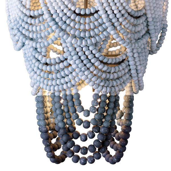 Ombre Wood Bead 24" Six Lights Chandelier, Blue