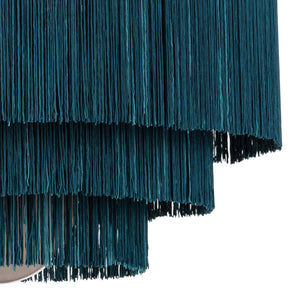 Cabaret Fringe 26" Four Light Chandelier, Natural Brass / Blue