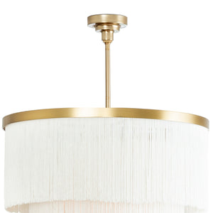Cabaret Fringe 26" Four Light Chandelier, Natural Brass / Ivory