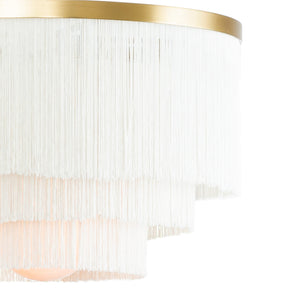 Cabaret Fringe 26" Four Light Chandelier, Natural Brass / Ivory