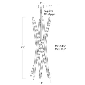 Viper 41" Twelve Lights Chandelier, Polished Nickel