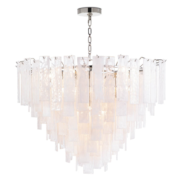Glacier 31" Sixteen Lights Large Chandelier, Clear / Polished Nickel