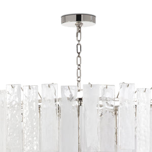 Glacier 31" Sixteen Lights Large Chandelier, Clear / Polished Nickel