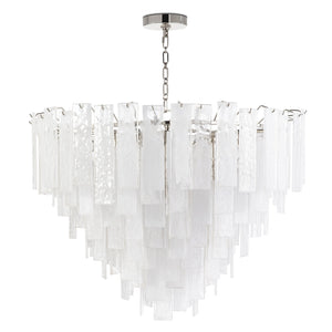Glacier 31" Sixteen Lights Large Chandelier, Clear / Polished Nickel