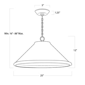 Billie Concrete 25" Three Lights Large Pendant, White