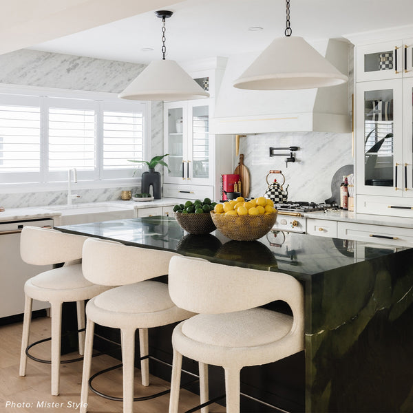 Billie Concrete 25" Three Lights Large Pendant, White