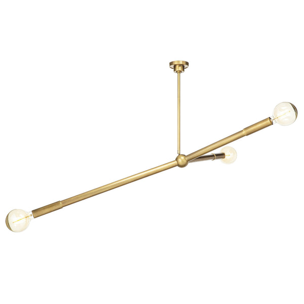 Talon 51" Three Lights Chandelier, Natural Brass