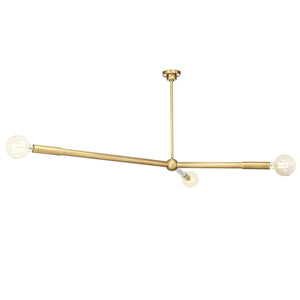 Talon 51" Three Lights Chandelier, Natural Brass