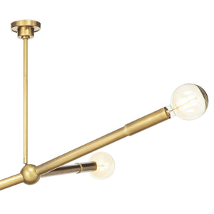 Talon 51" Three Lights Chandelier, Natural Brass