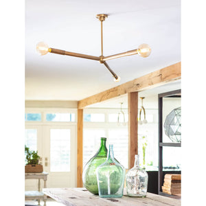 Talon 51" Three Lights Chandelier, Natural Brass