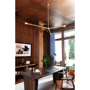 Talon 51" Three Lights Chandelier, Natural Brass