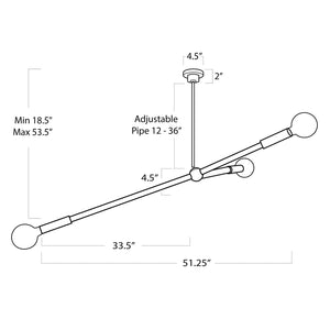 Talon 51" Three Lights Chandelier, Oil Rubbed Bronze