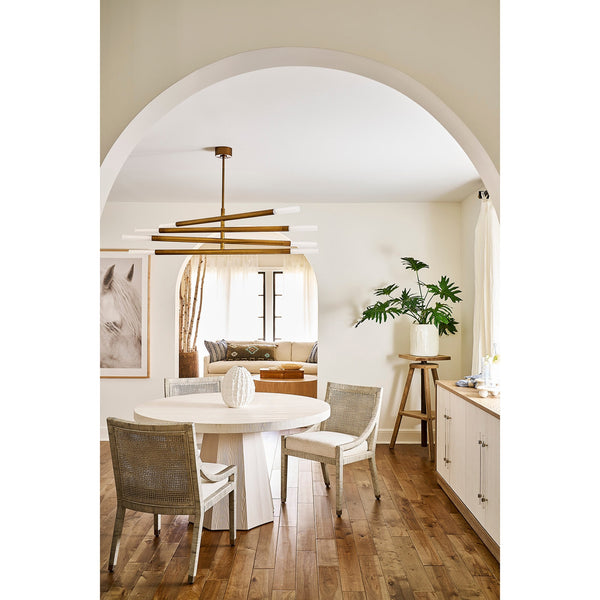 Wick 56" Eight Lights Chandelier, Natural Brass