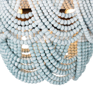 Ombre Wood Bead 24" Six Light Flush Mount, Blue