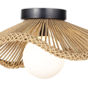 Provence Cafe 15" One Light Flush Mount, Natural