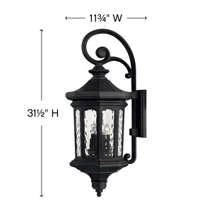 Sentry 12" Four Lights Large Wall Mount Lantern, Museum Black
