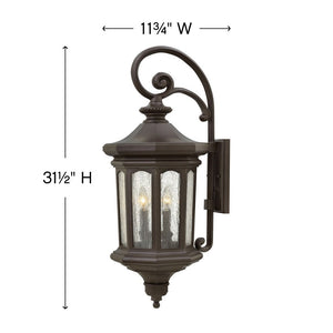 Sentry 12" Four Lights Large Wall Mount Lantern, Oil Rubbed Bronze