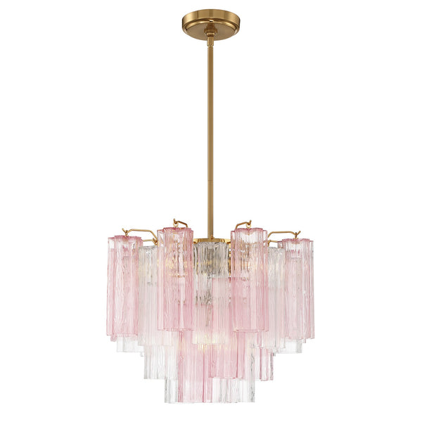 Adler 17.75" Four Light Mini Chandelier, Aged Brass