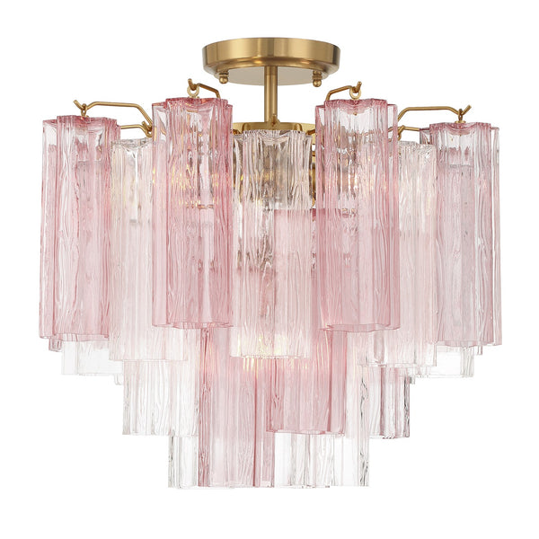 Adler 17.75" Four Light Semi Flush Mount, Aged Brass