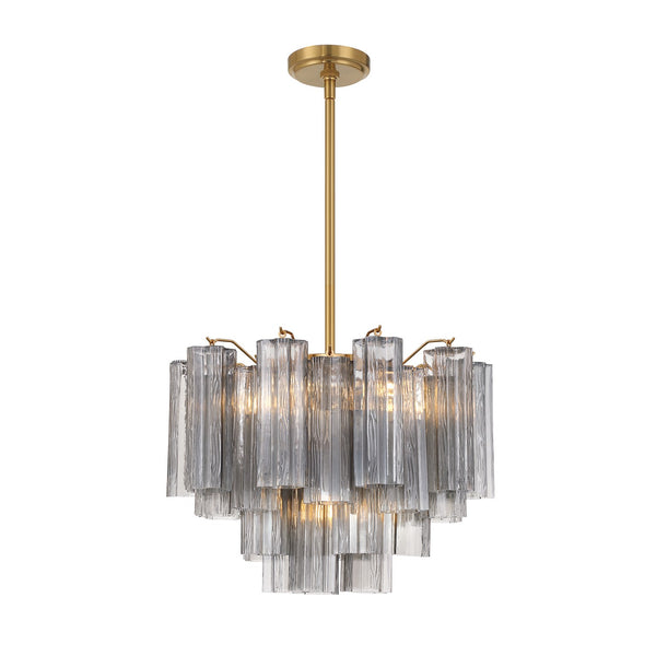 Adler 19.75" Six Light Chandelier, Aged Brass