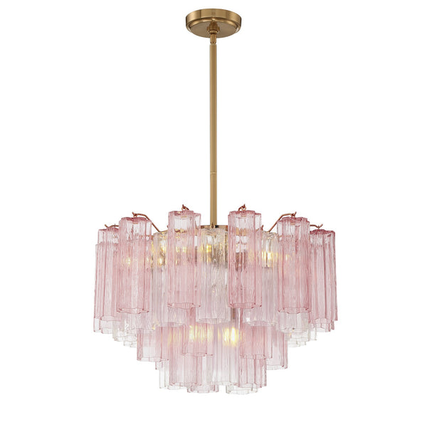 Adler 22" Nine Light Chandelier, Aged Brass