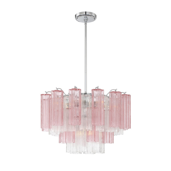 Adler 22" Nine Light Chandelier, Polished Chrome