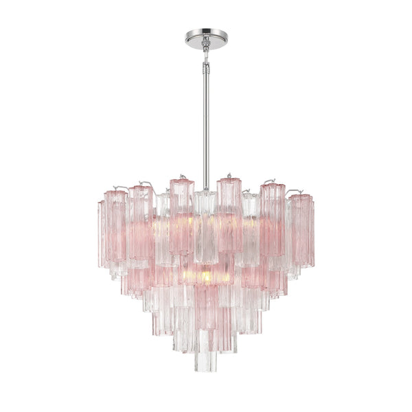 Adler 26.75" 12 Light Chandelier, Polished Chrome
