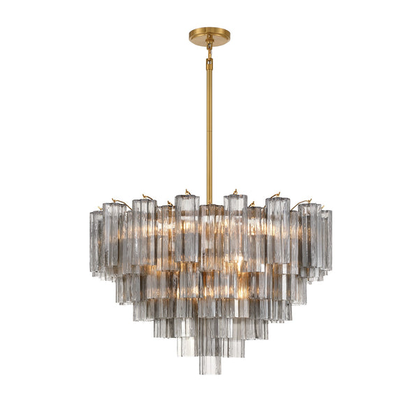 Adler 32" 16 Light Chandelier, Aged Brass