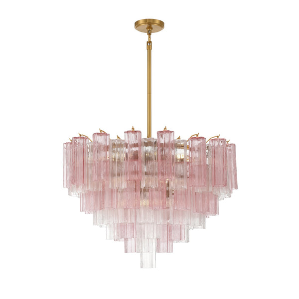Adler 32" 16 Light Chandelier, Aged Brass