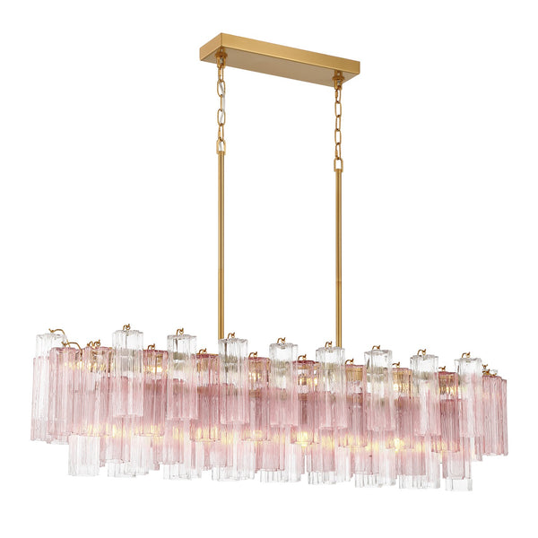 Adler 52" 14 Light Linear Chandelier, Aged Brass