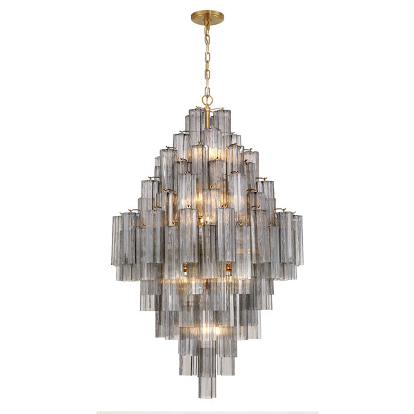 Adler 31.5" 20 Light Chandelier, Aged Brass