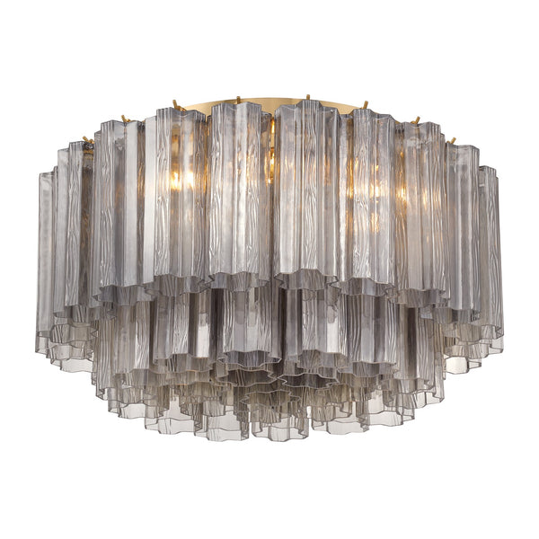 Adler 22.25" Seven Light Flush Mount, Aged Brass