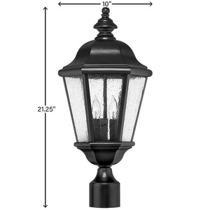 Dorado 10" Three Lights Large Post Mount Lantern, Black
